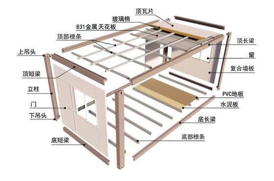 Colore personalizzato 20 Ft Container Detachable Hotel con telaio modulare in acciaio e portabile casa prefabbricata Container House