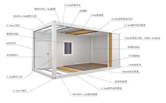 20FT/40FT Personalizzato facile installazione Prefabbricato stabile Prefabbricato distaccato Portatile contenitore distaccabile