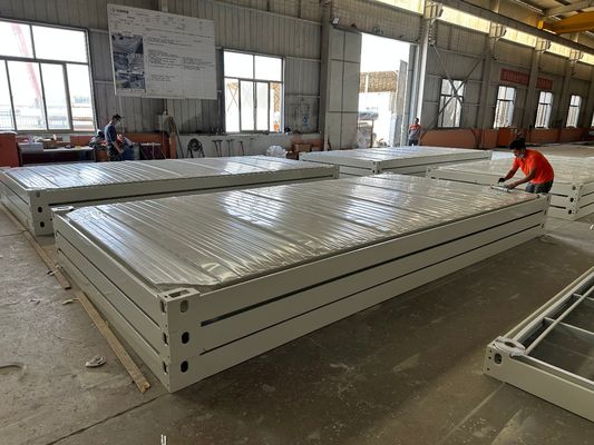 Casa di contenitori per uffici mobili prefabbricata con struttura in acciaio galvanizzato e disegno piatto