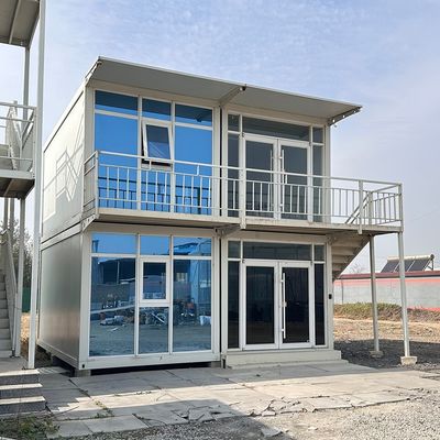 Porta di sicurezza Luxury Prefab Mobile Living Sandwich Panel Materiale Negozio Ufficio Camera da letto Esterno Casa piatta con contenitore