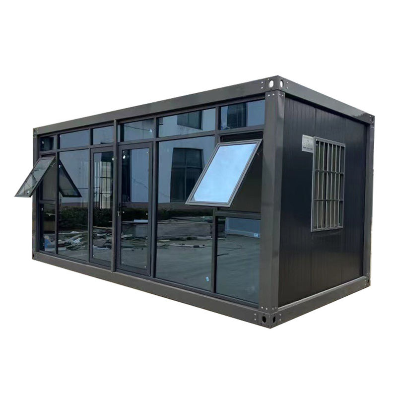 Personalizza Disegno Prefabbricato Moderno Stabile 20 40 ft Customized Glass Curtain Wall Steel Sandwich Panel Casa contenitore smontabile