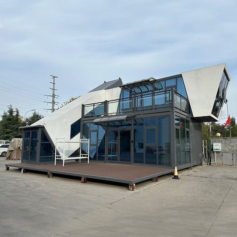 Casa di contenitori per uffici mobili prefabbricata con struttura in acciaio galvanizzato e disegno piatto